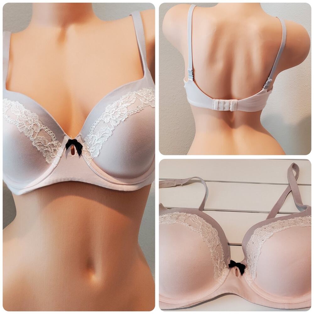 Victoria's Secret Body by Victoria Vintage Shine Lace Push-Up Bra Pink Gray 34D